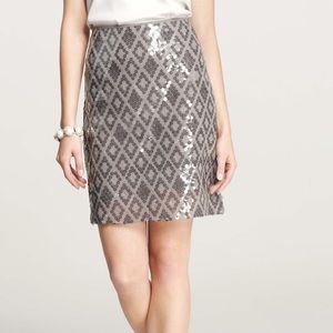 Ann Taylor silver sequence skirt